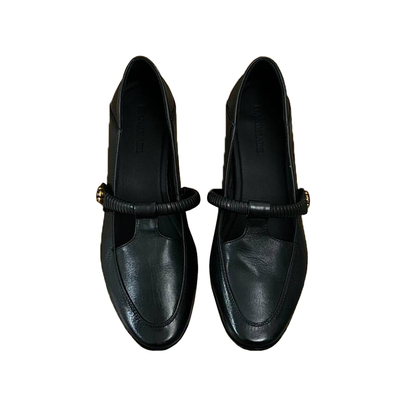 牛皮版~黑色小皮鞋女夏2026新款T字带编织通勤单鞋山茶花玛丽珍鞋