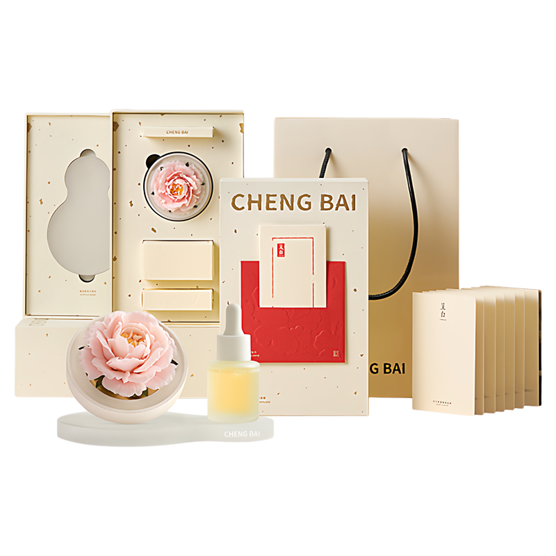 【圣诞礼物】呈白十二花神天生牡丹非遗白瓷花香薰礼盒扩香摆件