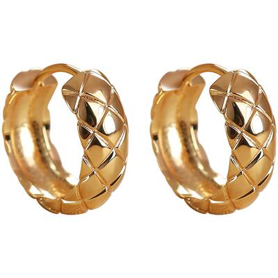 刘亦菲同款菱格耳环999银针耳圈