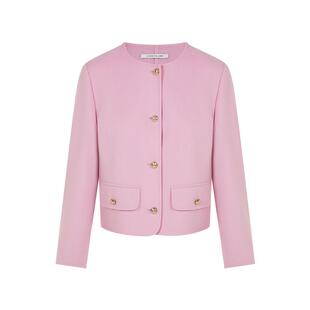 朗姿/LIME莱茵时髦圆领短款双面呢短大衣秋冬新款羊毛宽松短外套