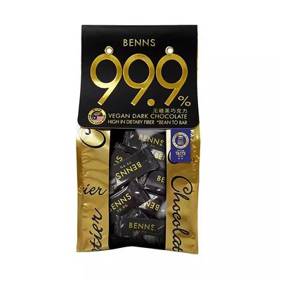 BENNS贝纳丝黑巧克力99.9%无糖黑巧克力健身烘培纯coco脂零食黑巧