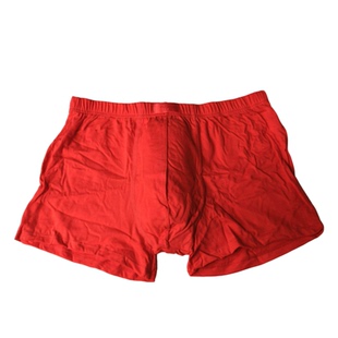 2条宝路易内裤宽松纯棉男士平脚裤红色幸运双层裆全棉短裤100%棉