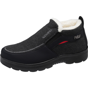 老北京布鞋男冬季加绒加厚保暖中老年爸爸鞋软底防滑舒适老人棉鞋