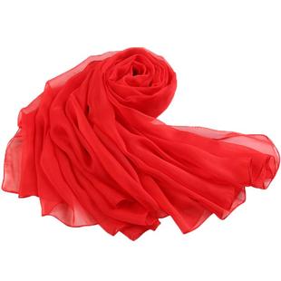 达芬奇密码大红丝巾女2025新款外搭薄款沙巾围巾大披肩中国红纱巾