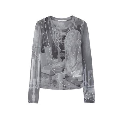 REVAN芮范设计师款古典美学印花打底衫T恤RL10801044