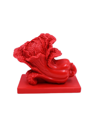 朱砂胶泥立体白菜装饰摆件