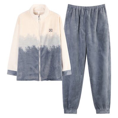 情侣加绒加厚可爱家居服保暖套装