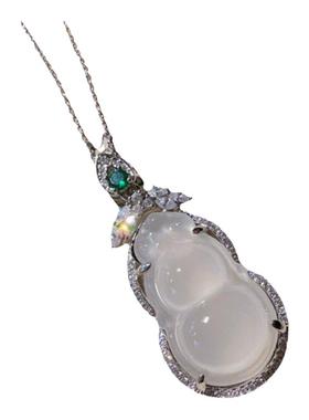 荔枝冻白玉髓水滴宝石手链 水灵水灵 镀18K金 白玉髓葫芦锆石项链