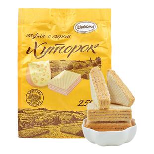 阿孔特俄罗斯国家馆进口奶酪威化夹心饼干小农庄威化网红零食品