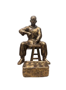 古代人物炼丹制药场景雕塑仿铜中药制作铜像中医文化熬药古铜雕像