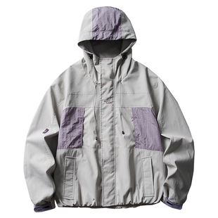 山系户外连帽防风防泼水冲锋衣外套男女宽松休闲徒步轻量化夹克