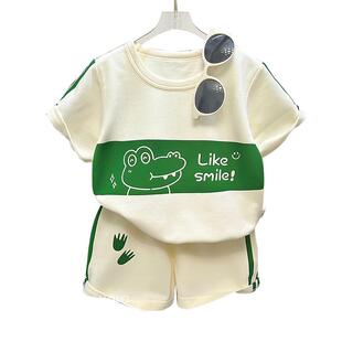 婴儿夏装套装宝宝夏季洋气时髦短袖男童运动薄款女童速干衣服3岁1