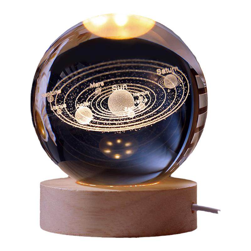 太阳系星空水晶球小夜灯玻璃球摆件女生日礼物送男生高级感中秋节