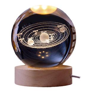 太阳系星空水晶球小夜灯玻璃球摆件生日送女生男生高级感新年礼物