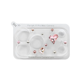 轻派ins粉色甜美立体钻石水钻适用iPhone17promax透明镜头膜新款苹果17pro后摄像防刮花轻奢高级钢化玻璃贴膜