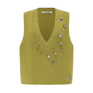 SHRO ENRO D&eacute;rive系列 女士黑色羊毛纽扣毛衫背心 301469