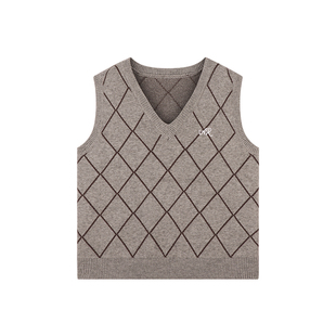 Amybaby女童套装春季2026新款V领条纹学院风毛衣背心衬衫百褶裙