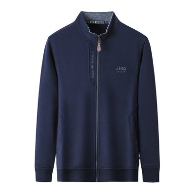 吉普加绒加厚纯棉立领夹克男卫衣