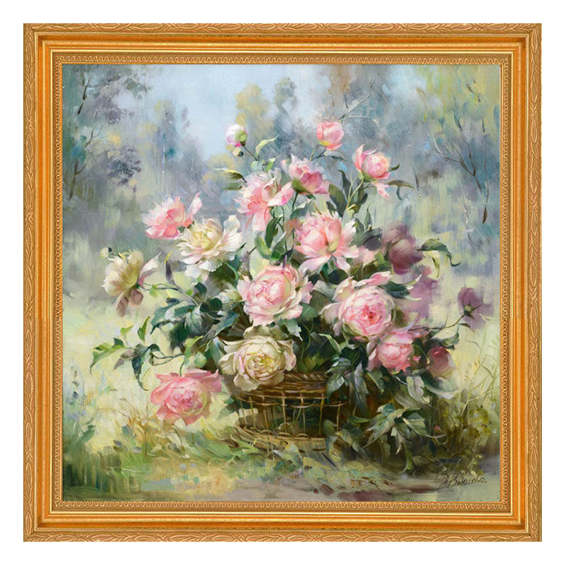 包邮精准印花正品DMC十字绣 世界名画油画 客厅卧室 粉玫瑰花篮