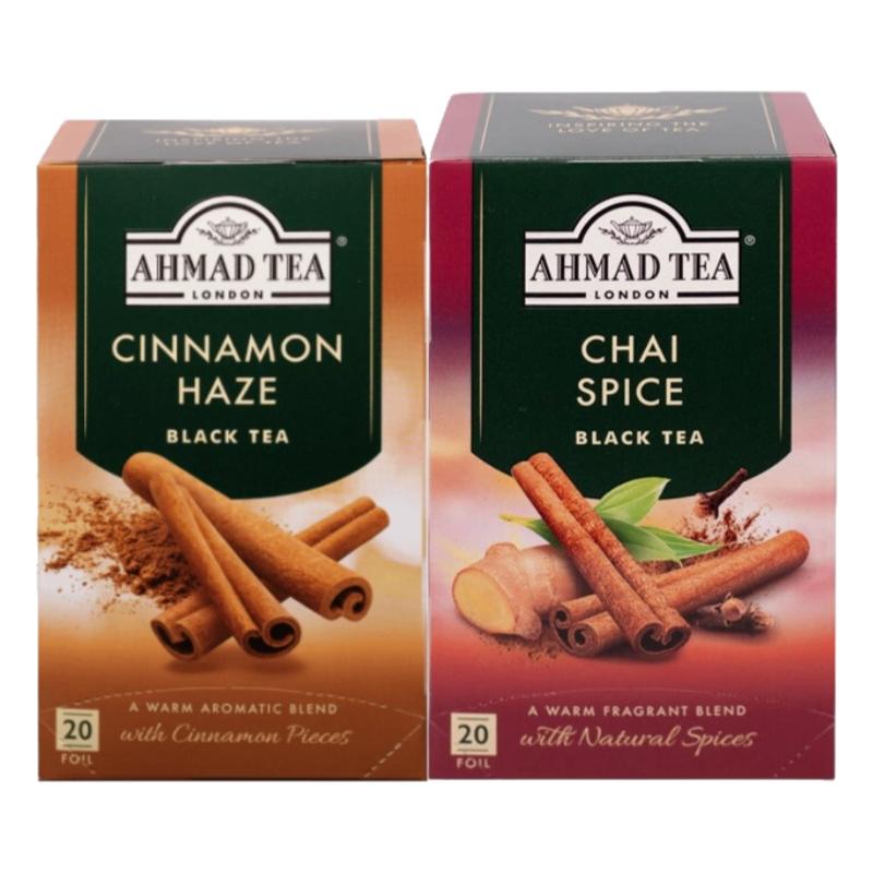 AHMAD TEA亚曼生姜肉桂红茶2盒共40个袋泡茶包组合套装原装进口