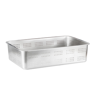 不锈钢平底漏盆方盆长方形沥水盆商用洗菜盆沥水筐卤菜盆冲孔托盘