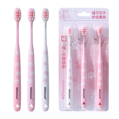 星野家猫爪棉柔牙刷高密柔软毛护龈细毛男女情侣专用3支家庭装