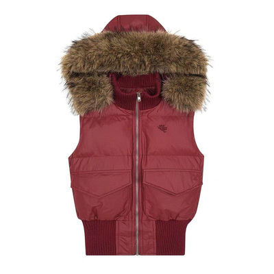 local aliens外星沙龙美式复古加厚大毛领棉马甲可拆卸叠穿外套