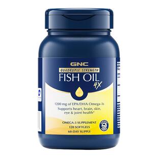GNC健安喜四倍铂金鱼油深海omega3高含量高吸护护脑眼易吞服120粒