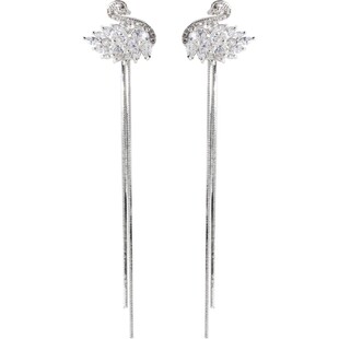 耳环女长款韩国气质流苏黑天鹅耳线2025新款潮高级感法式网红z365