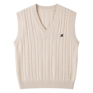 2026新款文艺风宽松马甲保暖针织背心减龄内搭V领无袖针织马甲女