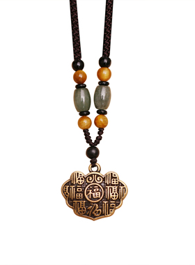 国潮复古多福如意锁项链