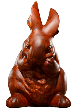 刺史兔子摆件风水红木工艺品