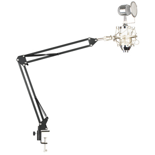 芯鲜LH1M麦克风支架桌面直播电容话筒架配件多功能台式升降悬臂立式咪架防震架万向架子夹子悬挂麦架话筒机架