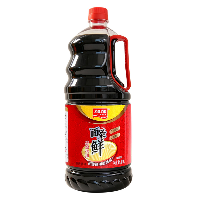 加加面条鲜1.9L特级生抽180天黄豆酿造酱油防腐剂家用调味品