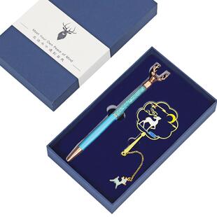 兔子猫咪金属镂空书签签字笔礼盒装中秋节礼品花好月圆故宫文创