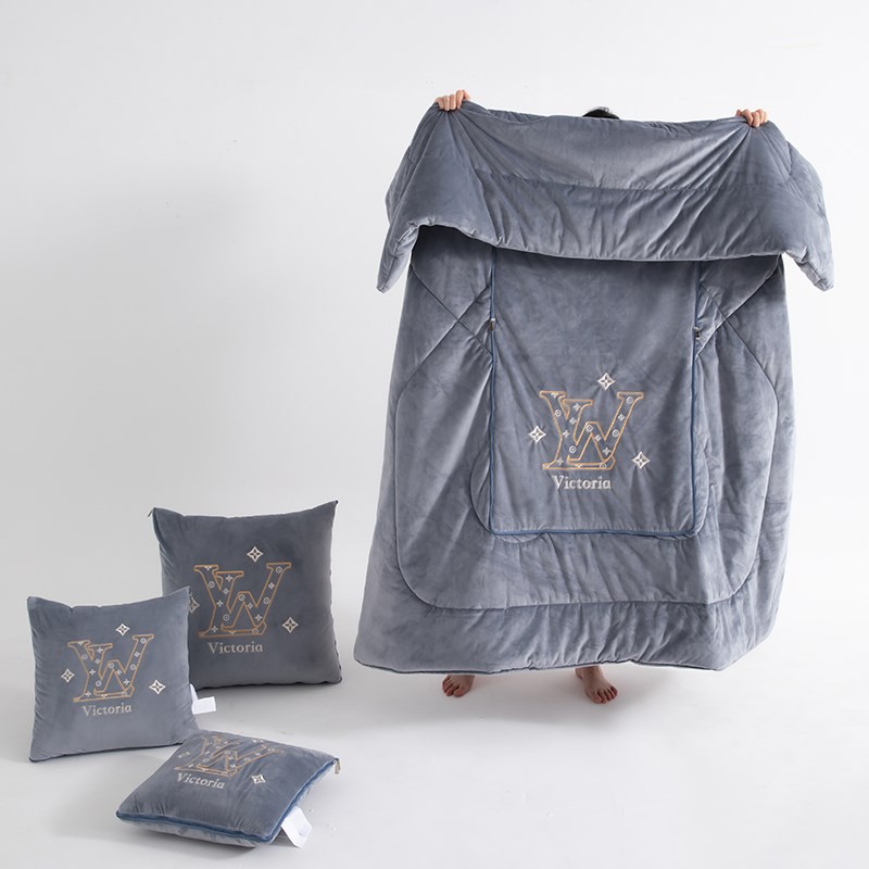 a类高档加厚婴儿绒抱枕被子两用汽车靠垫枕头沙发办公室午休毛毯