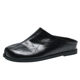 EBLAN/伊伴复古内增高包头拖鞋女外穿2026春新款懒人分趾穆勒半拖