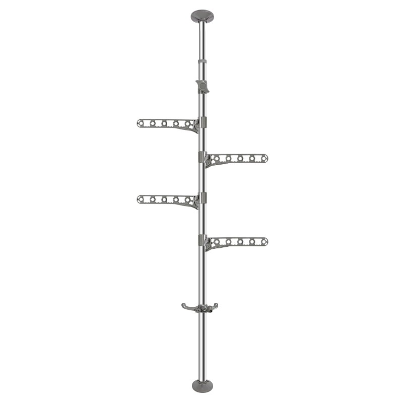 免打孔顶天立地晾衣架阳台可调节伸缩不锈钢晾衣杆衣帽收纳置物架