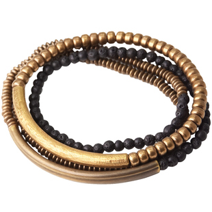 非鱼之家原创设计多层手链男生 复古火山石珠子手串女百搭手饰品