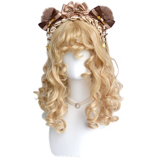 斯万家-可爱洛丽塔DOLL感金棕色卷曲刘海蓬松娃娃短卷发-|芝士熊|