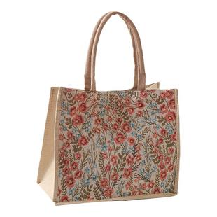 2025春夏新款森系文艺碎花亚麻托特包ins轻复古慵懒风单肩大包女