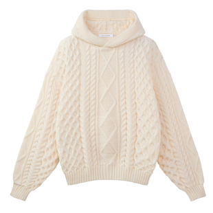 获衣局-毛衣韩系扭花针织经典百搭简约复古连帽外婆织的内搭外穿