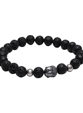 治愈黑色火山石玛瑙串珠手链