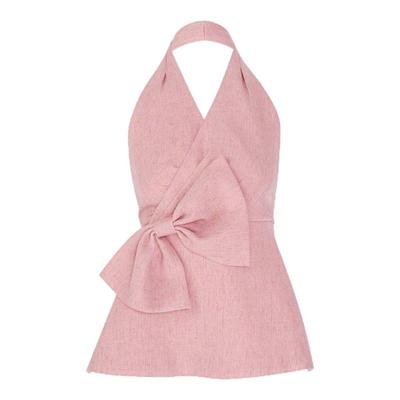 MIMIPLANGE挂脖蝴蝶结上衣短裤