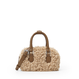 ANGELSKY波士顿包斜挎包女小众秋冬可爱毛绒包包冬季毛茸茸包包