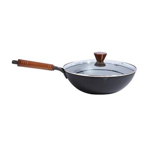 马约克零涂层有钛不沾铁锅防锈家用中式轻炒锅电磁炉燃气炉平底锅