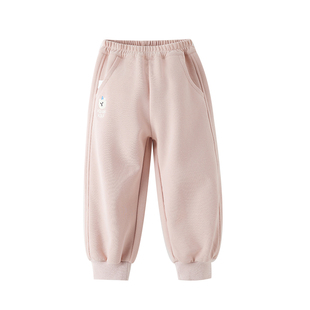 米乐熊女童裤子儿童秋装新款粉色束脚运动裤女孩秋季休闲裤卫裤