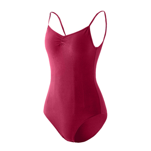 小茉莉艺考体操服红色吊带形体服高胯连体舞蹈服成人芭蕾舞练功服