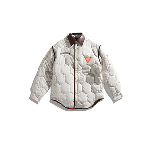 Monster Guardians运动休闲夹棉外套男春秋复古夹克菱格棉服翻领