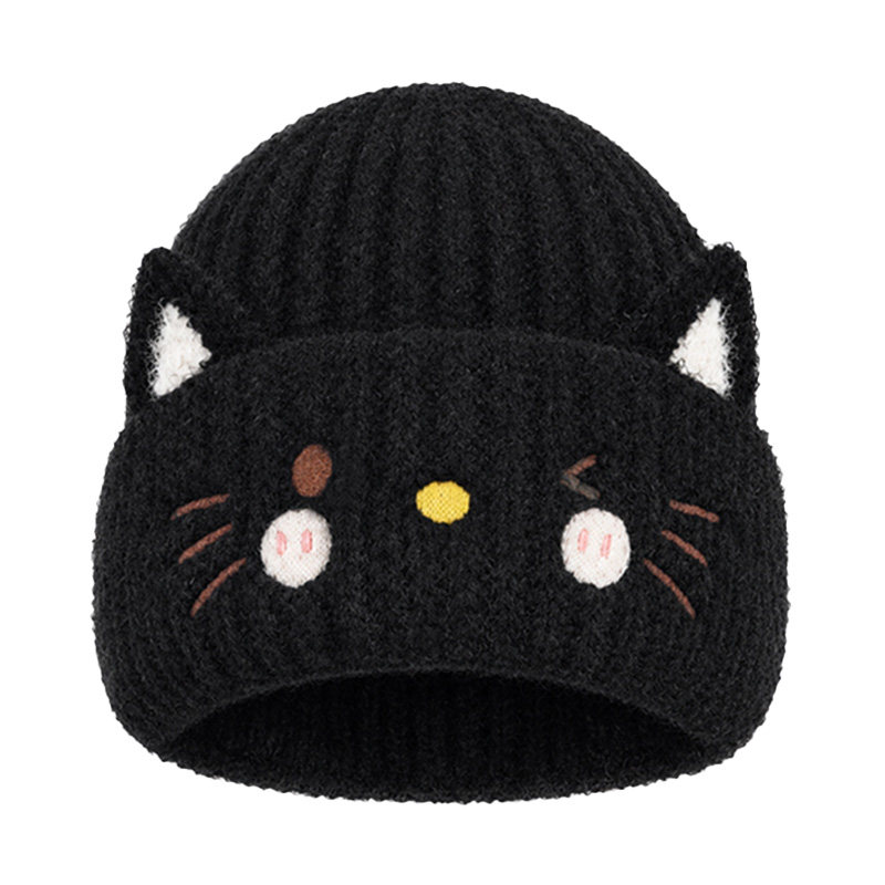 秋冬新款猫耳护耳针织帽女保暖